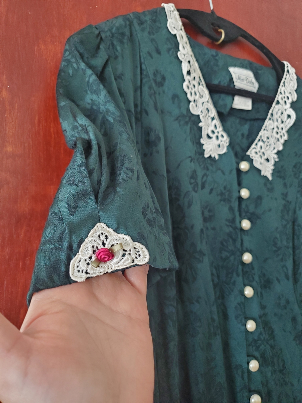 Vintage Dark Green Detailed Dress - Picture 2 of 6
